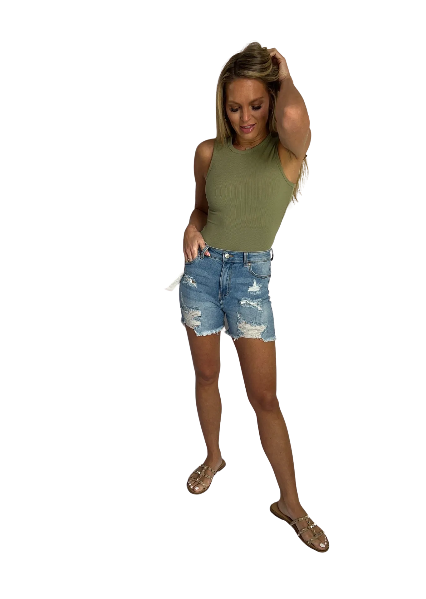 Frey Hem Denim Jeans Shorts