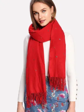 Fringe Trim Star Scarf