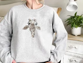 Giraffe  Embroidery  Sweatshirt / ﻿Giraffe  Crewneck Sweatshirt