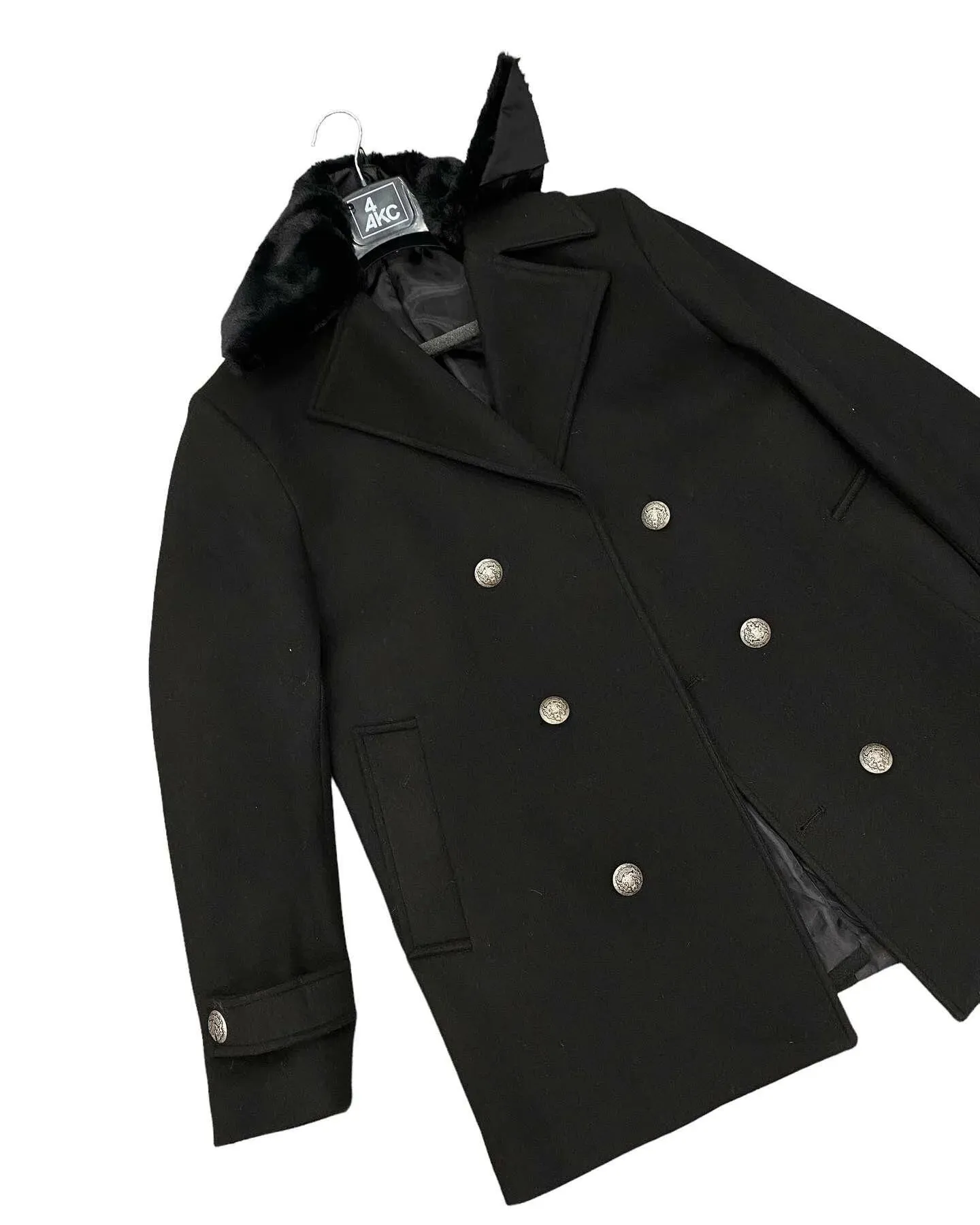 Glacier Black Double Breasted Coat by Italian Vega®