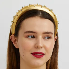 Gold Padded Headband with Pearls