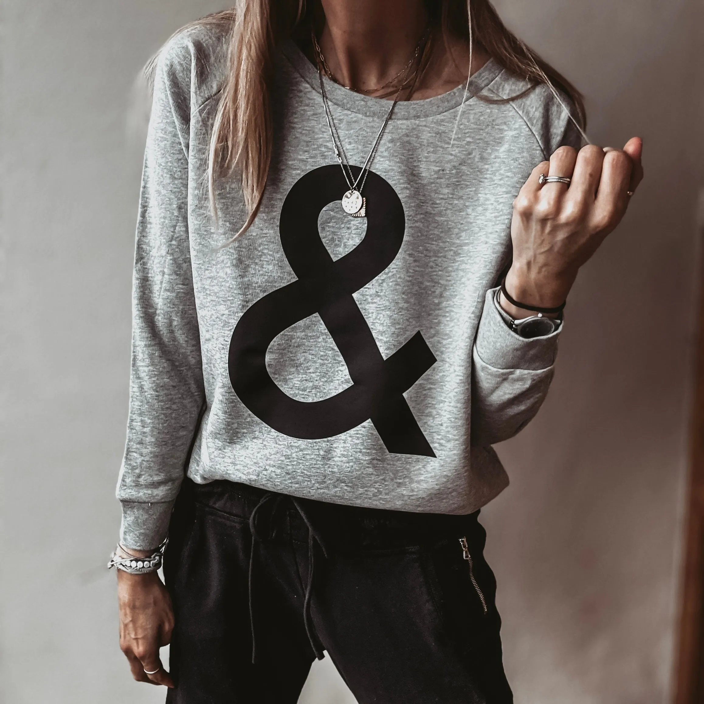 GREY Ampersand sweatshirt *relaxed style* NEW