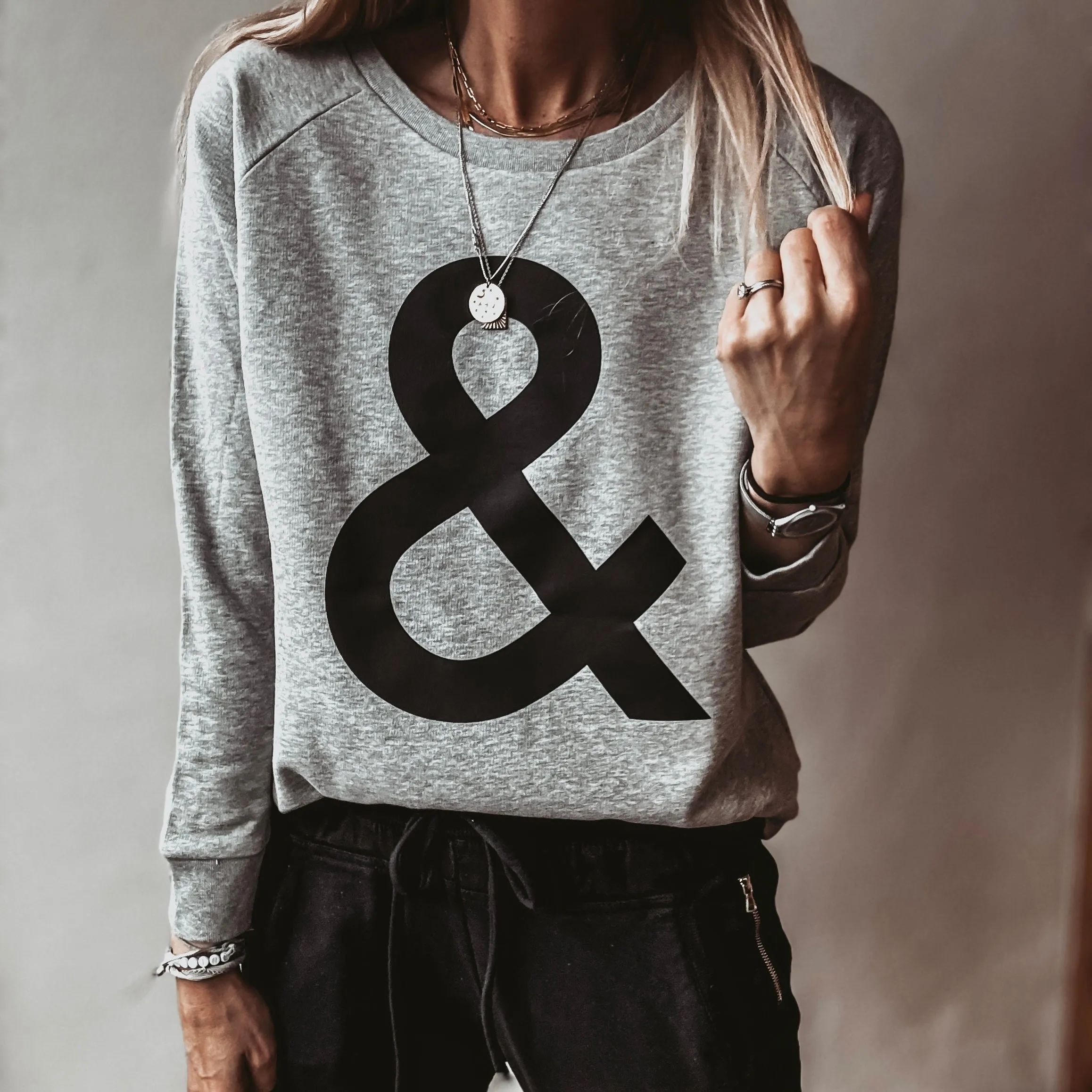 GREY Ampersand sweatshirt *relaxed style* NEW