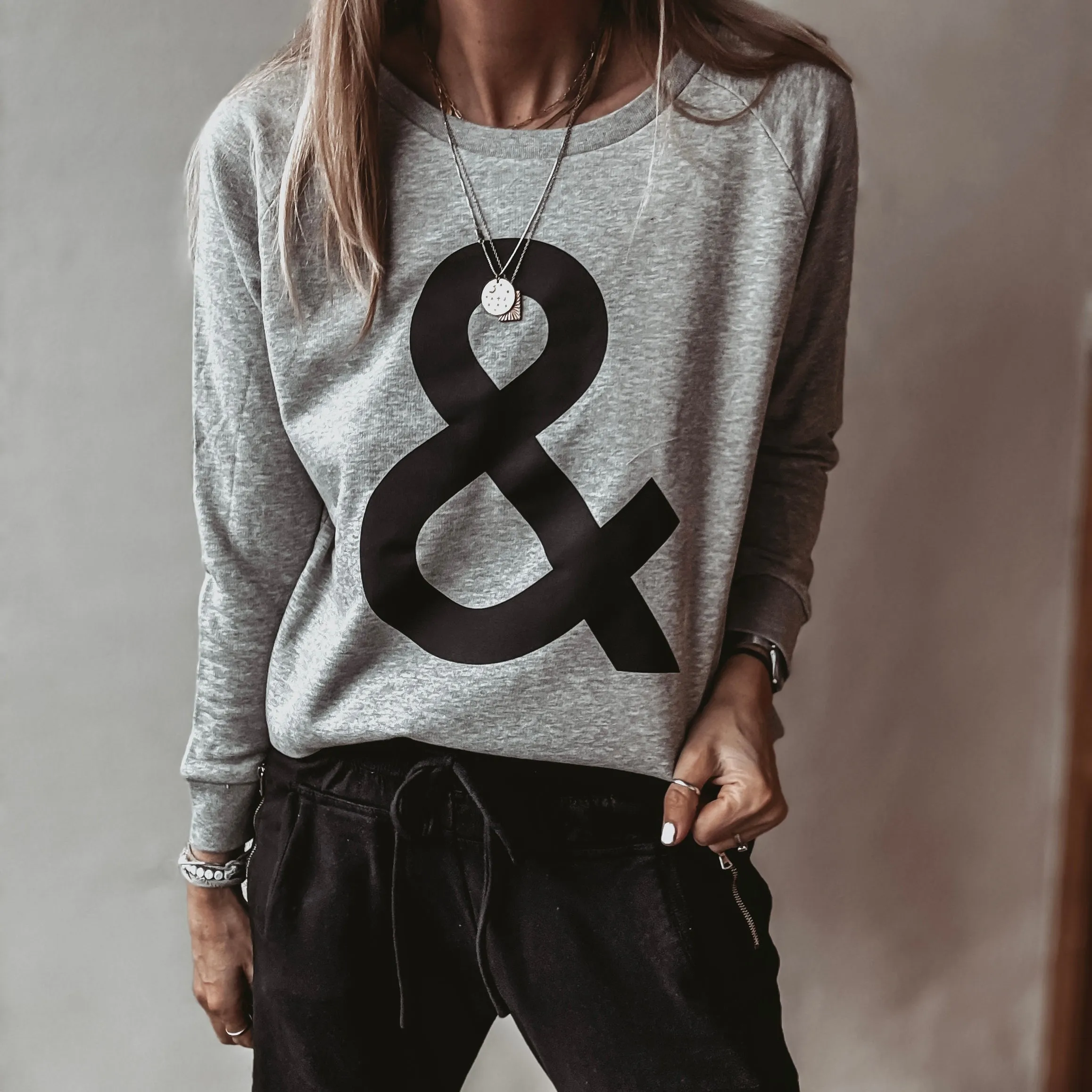 GREY Ampersand sweatshirt *relaxed style* NEW