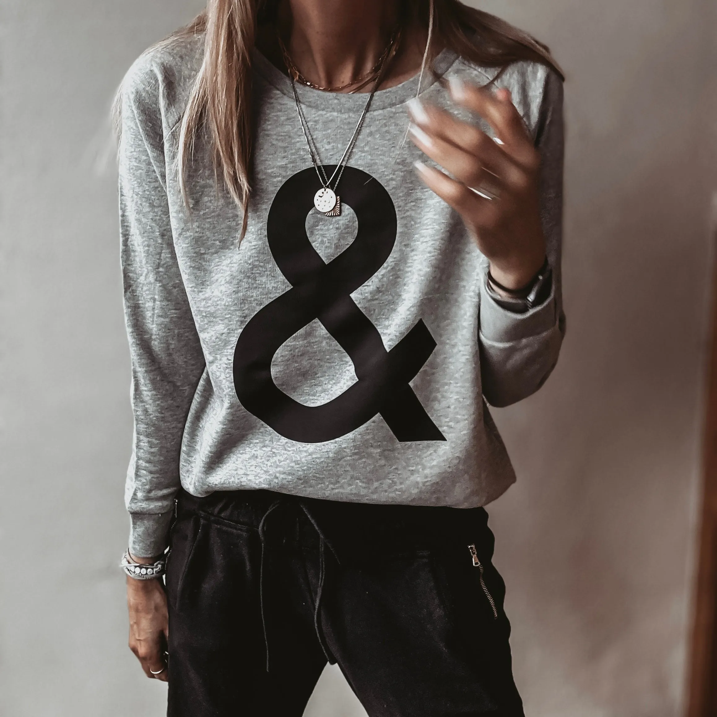 GREY Ampersand sweatshirt *relaxed style* NEW