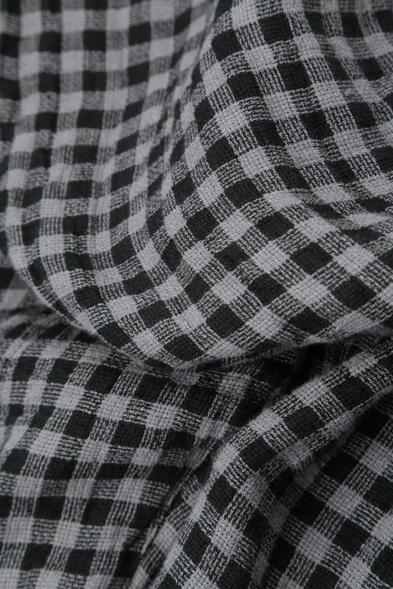 Grey Check Linen Square Scarf