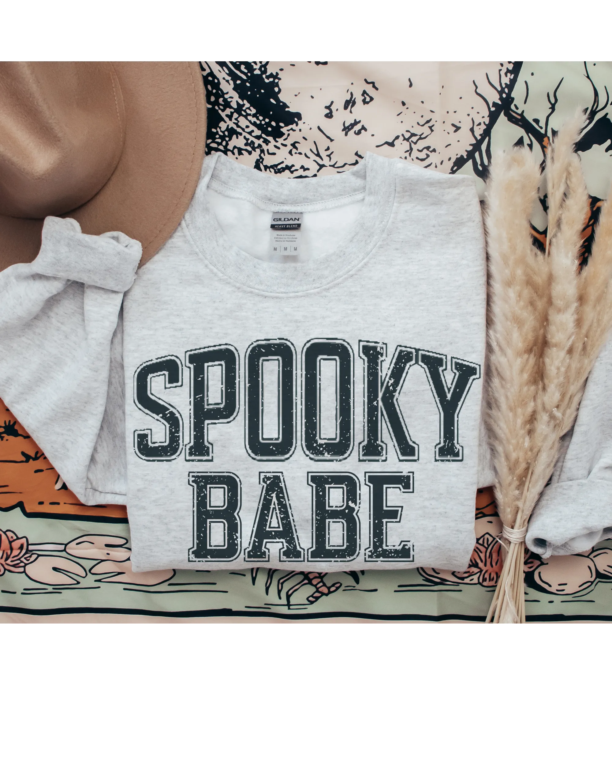 Halloween Spooky Babe Crewneck Sweatshirt, Women's Cozy Halloween or Fall Pullover