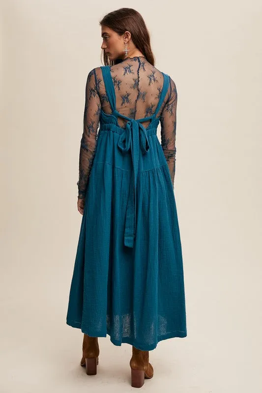 Halter Tie Back Maxi Dress - Teal