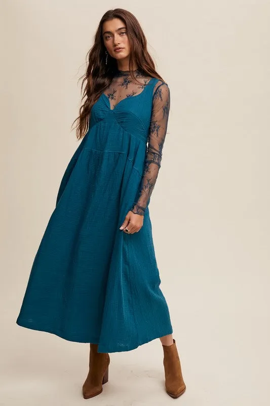 Halter Tie Back Maxi Dress - Teal