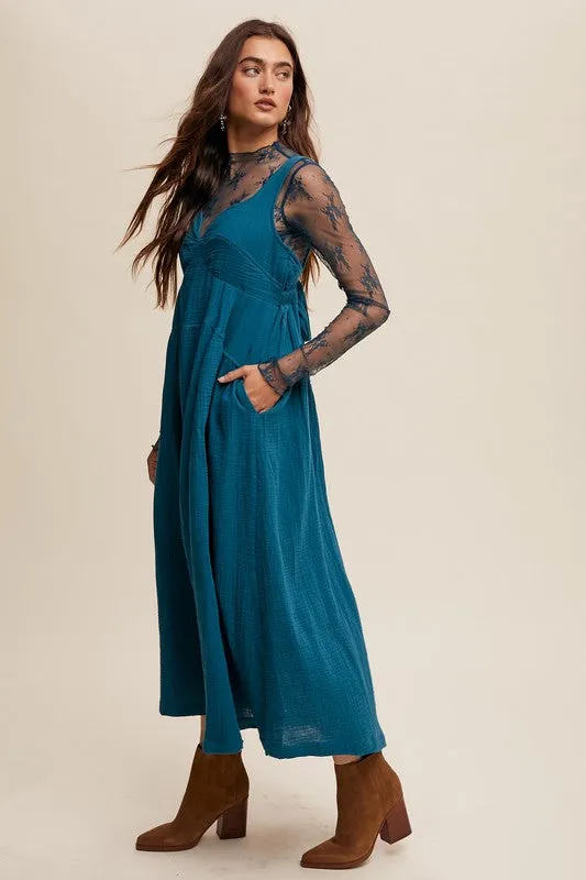 Halter Tie Back Maxi Dress - Teal