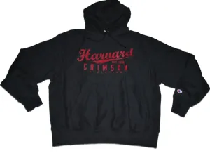 Harvard Crimson Champion Black Heavyweight Long Sleeve Hoodie Sweatshirt (L)