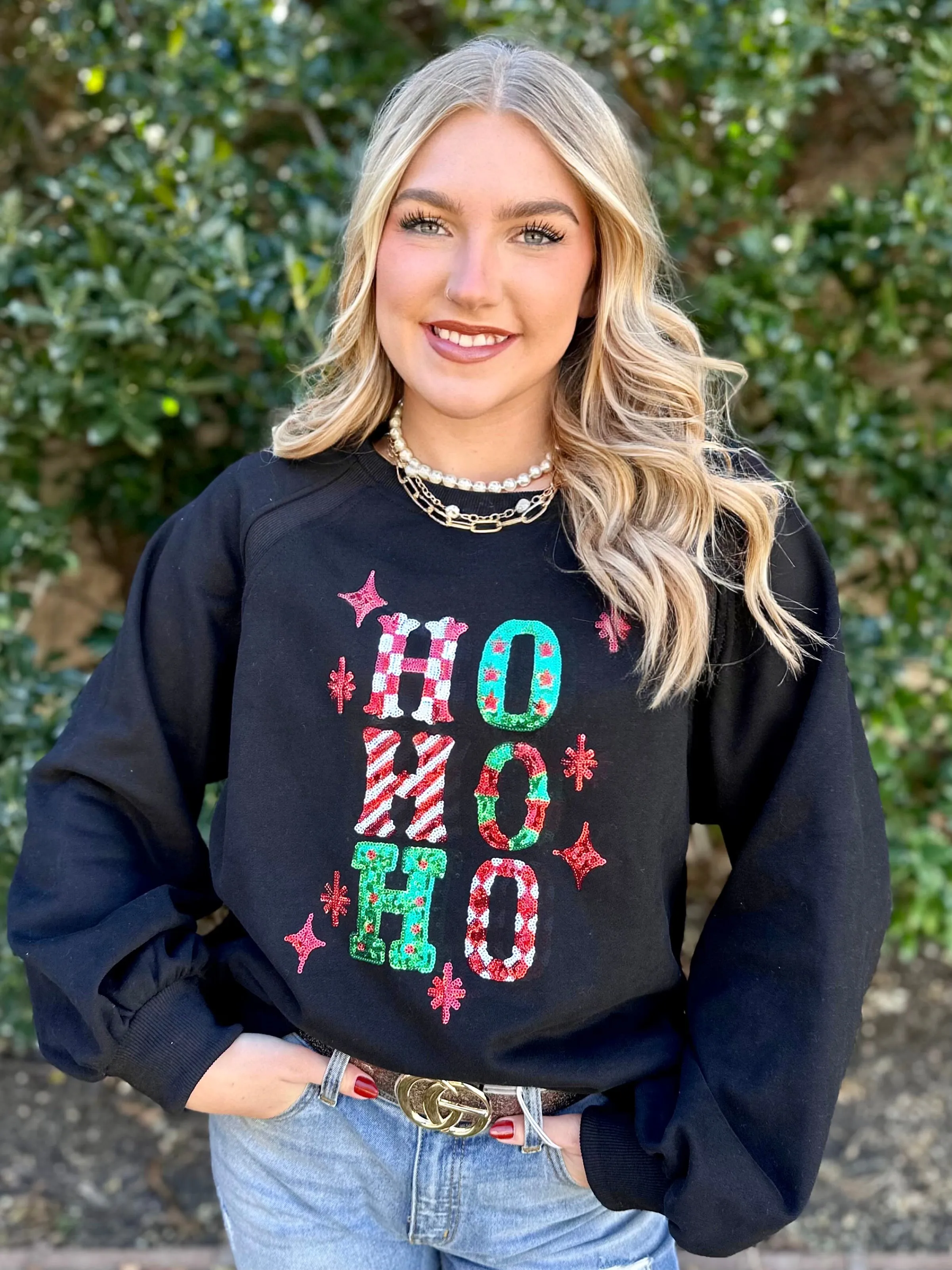 HO HO HO Sequin Sweatshirt