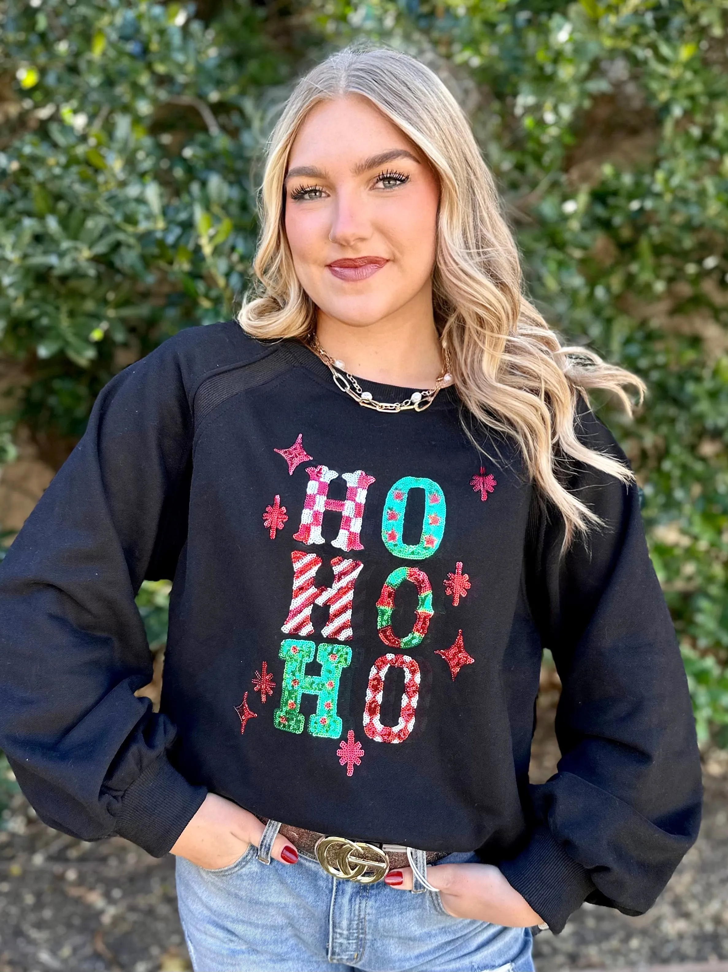 HO HO HO Sequin Sweatshirt