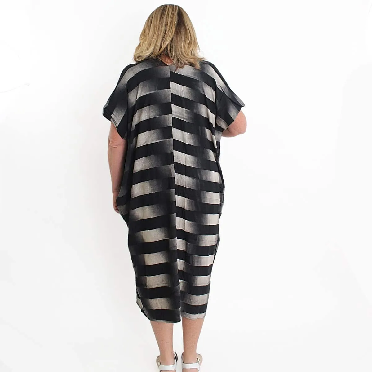 Horizontal Stripe V-Neck Maxi