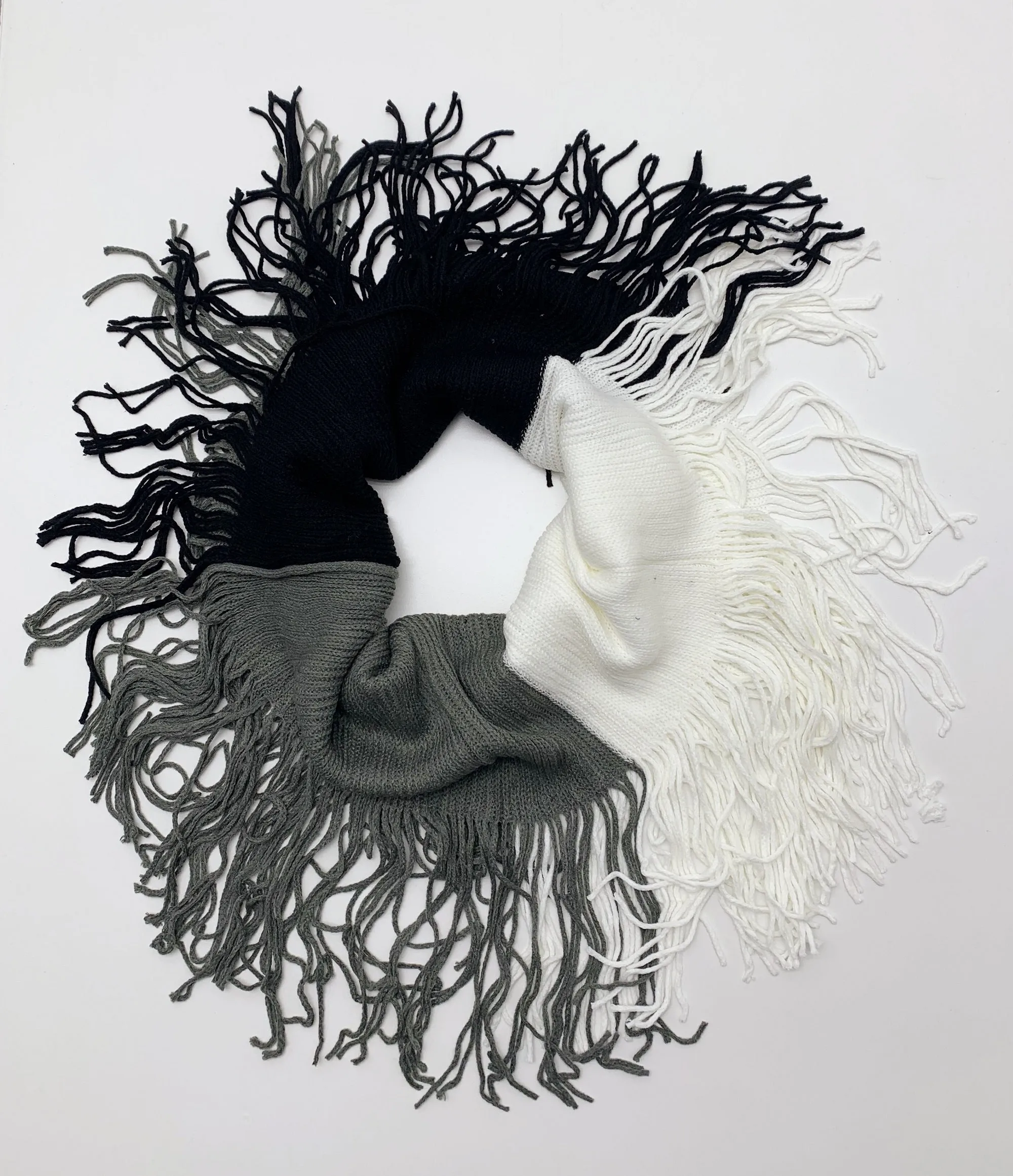 JC011810 Color Block Fringe Infinity Scarf