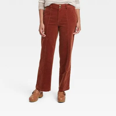 Knox Rose Womens Plus High Rise Casual Fit Full Corduroy Pants Midweight