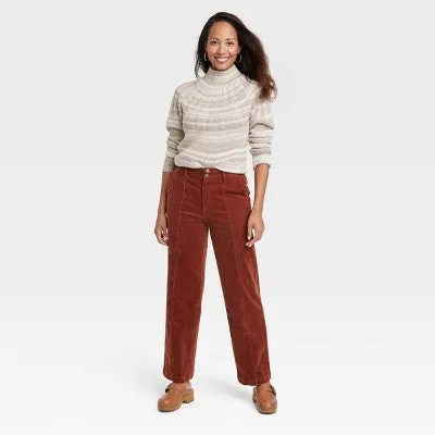 Knox Rose Womens Plus High Rise Casual Fit Full Corduroy Pants Midweight