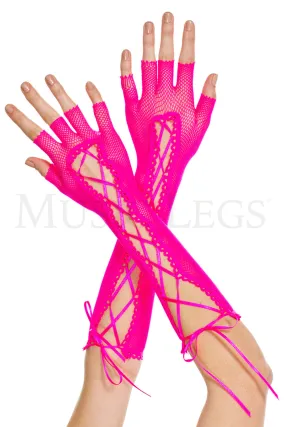 Lace-Up Fishnet Gloves