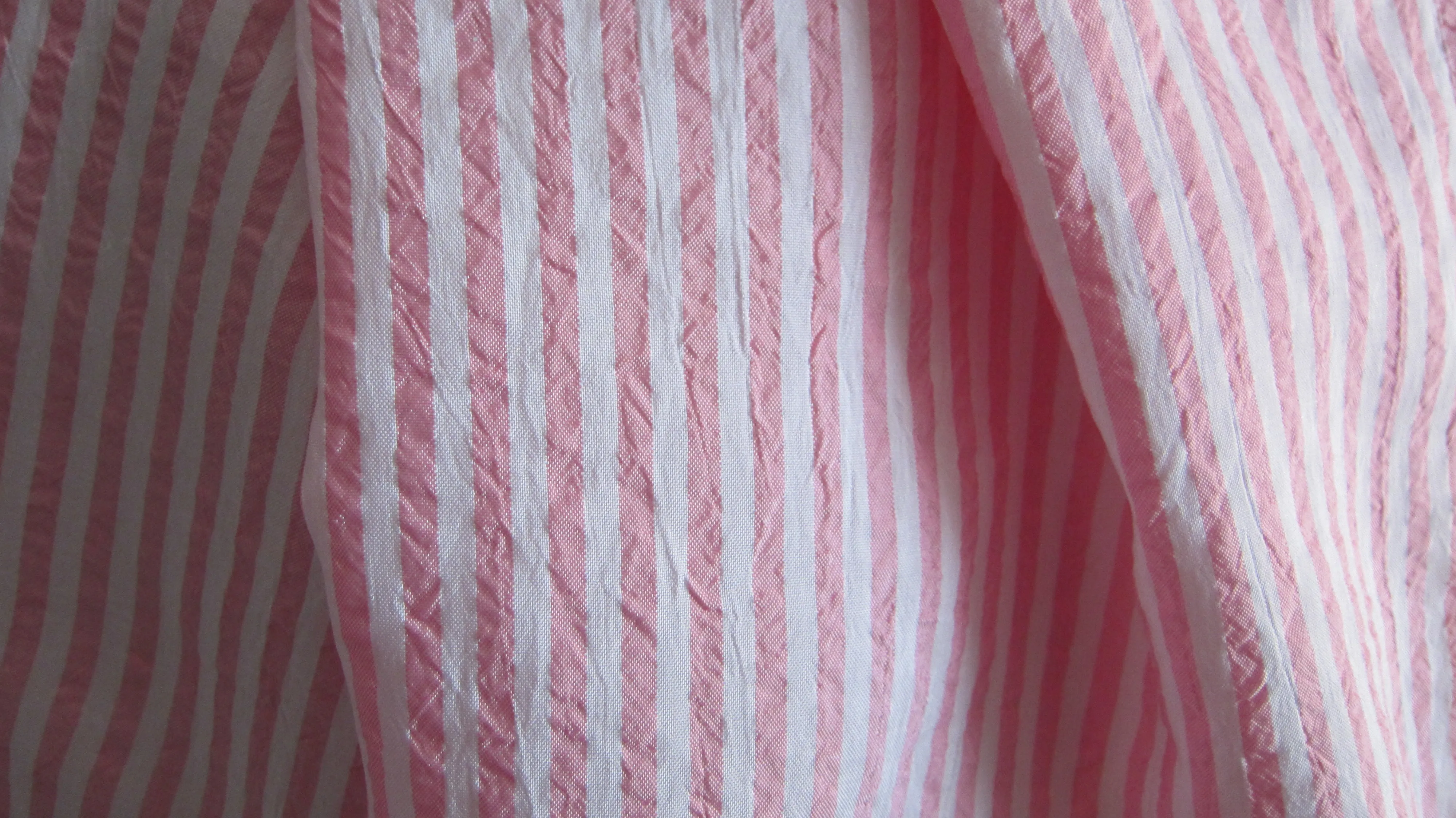 Ladies Cute Pink And White Candy Stripe Scarf with Dark Red Lace Trim