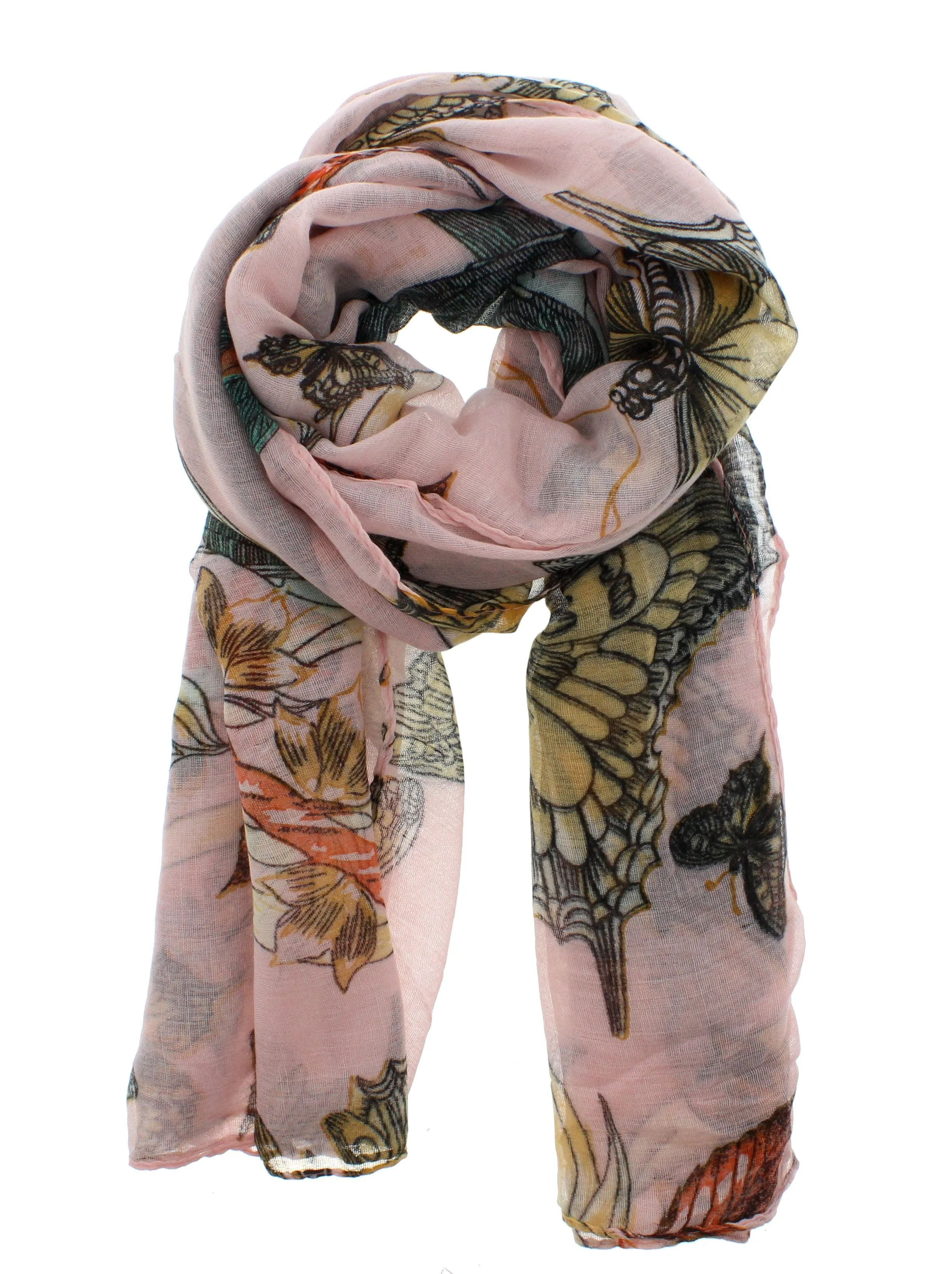 Large Butterfly & Flowers Scarf