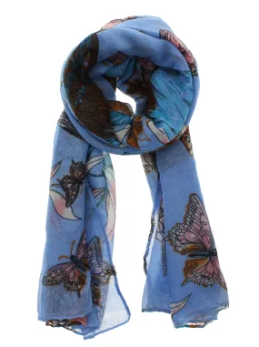 Large Butterfly & Flowers Scarf