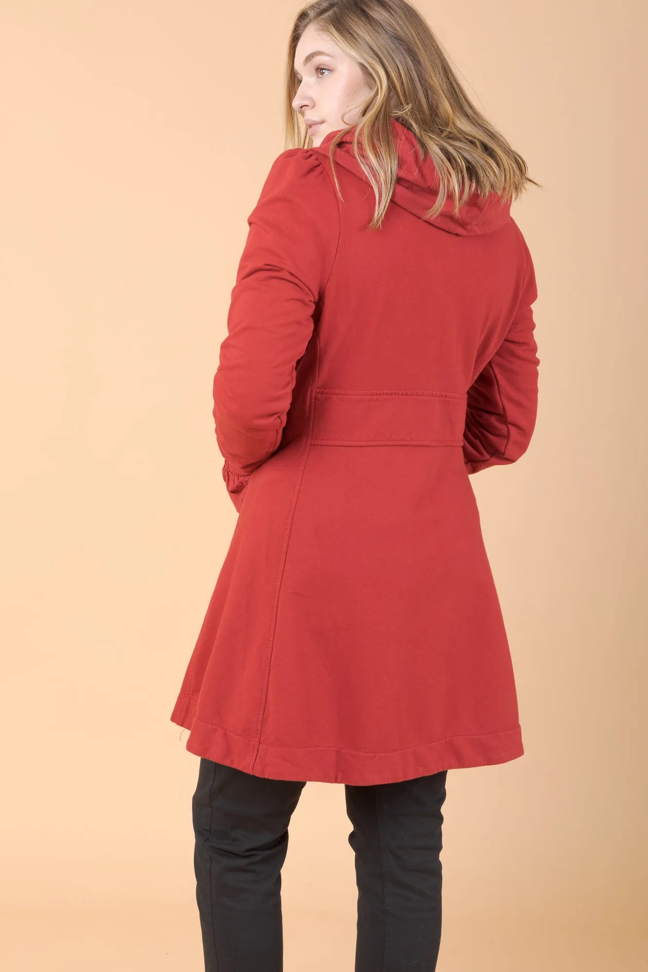 Long Cloak Hoodie in Crimson