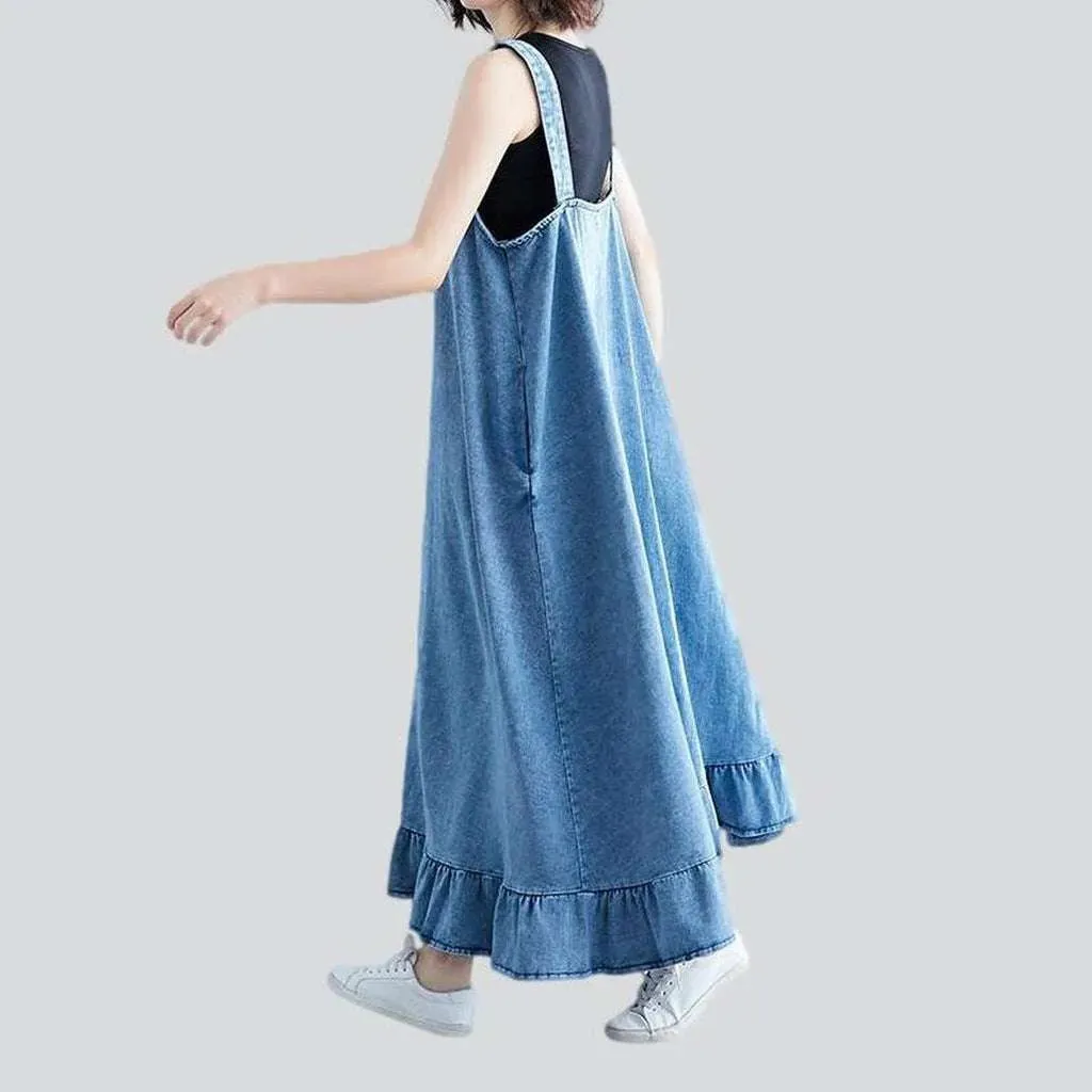 Long light wash denim dress