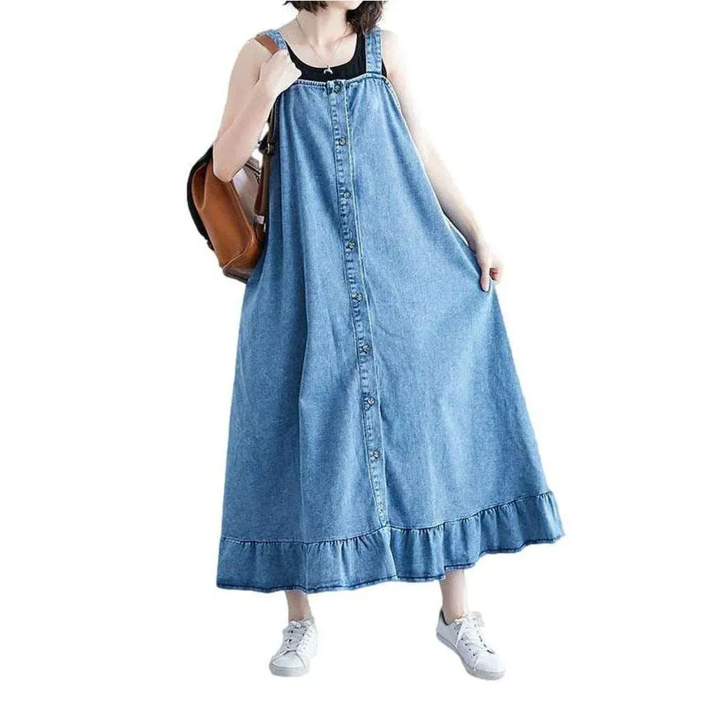 Long light wash denim dress