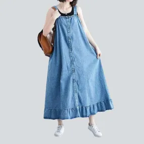 Long light wash denim dress