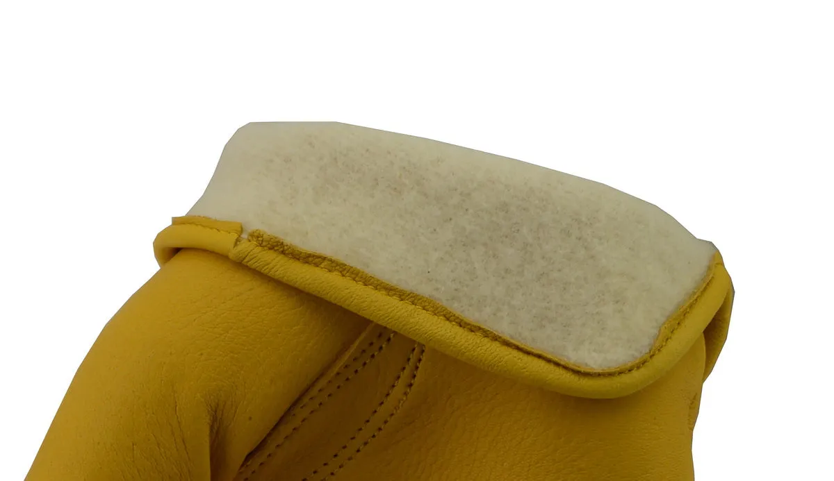 M-Boss Motorcycle Apparel BOS37550 Men's Yellow Full Grain Deerskin Gloves