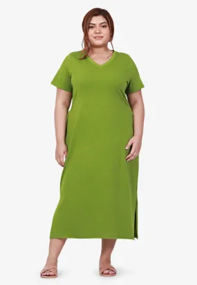 Mackayla V-neck Short Sleeve Maxi Dress - Green