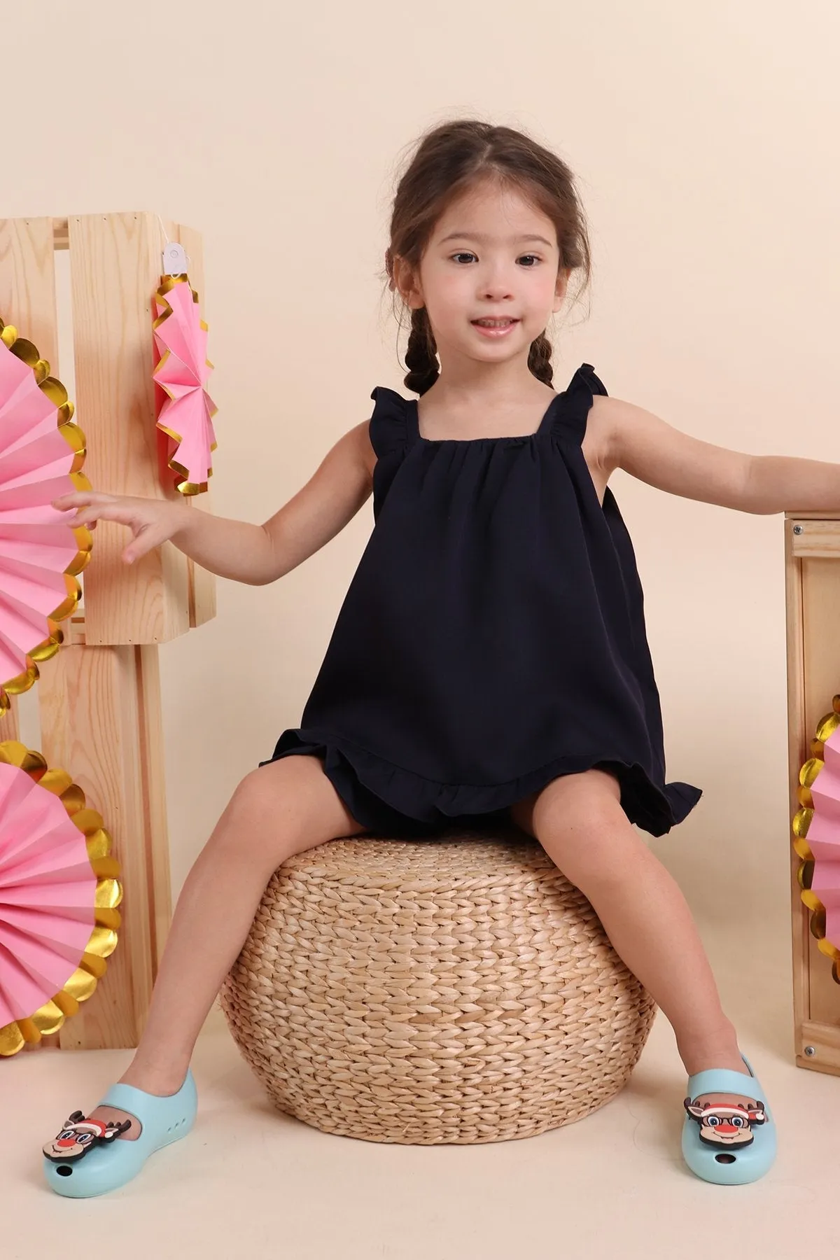 MADEBYNM NM KIDS SPRING BLESSING FLUTTER TWO-PIECE SET IN MIDNIGHT NAVY [12M/18/2Y/3Y/4Y/5Y/6Y]