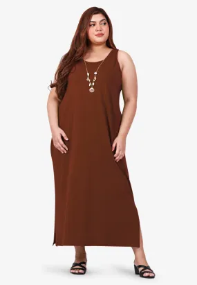 Marie Sleeveless Maxi Dress - Brown