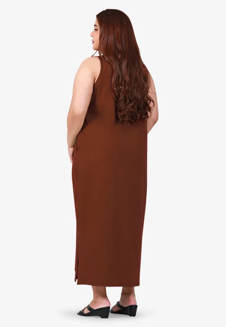 Marie Sleeveless Maxi Dress - Brown