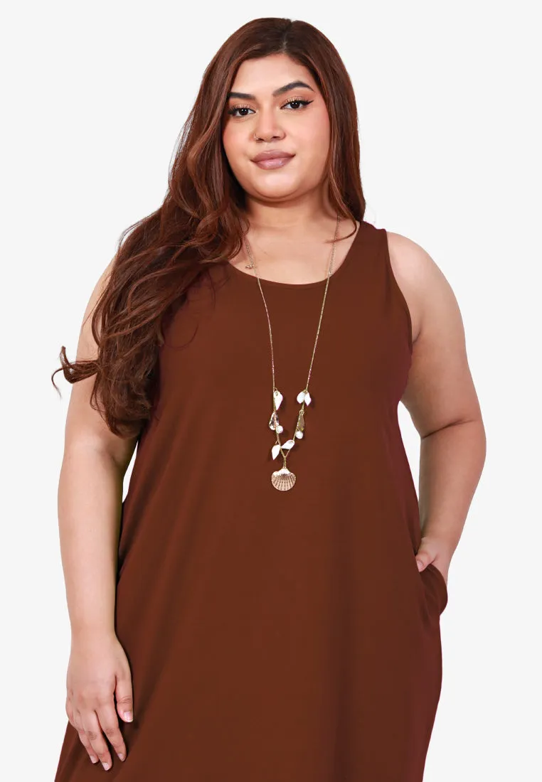 Marie Sleeveless Maxi Dress - Brown