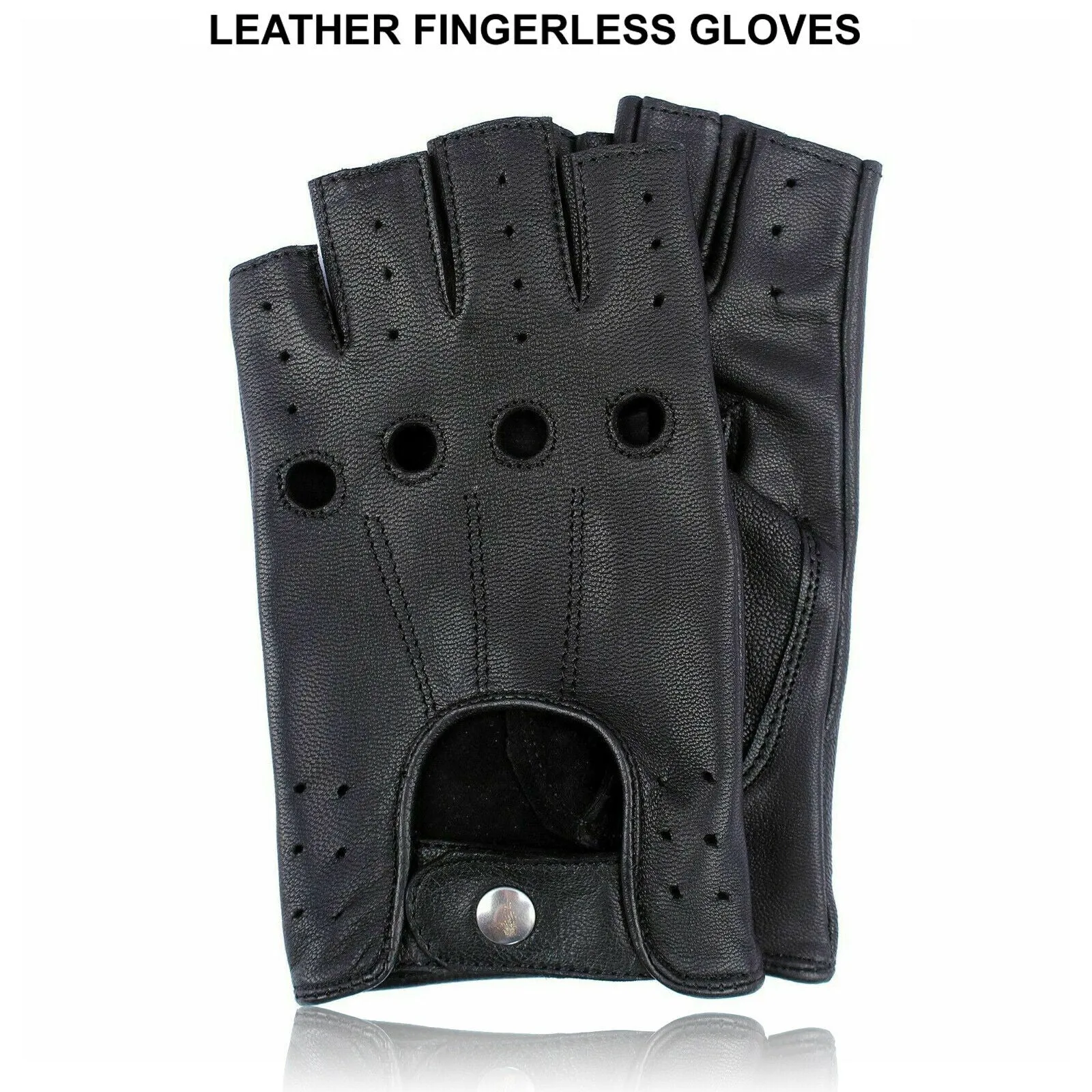 Men Leather Fingerless Driving Glove