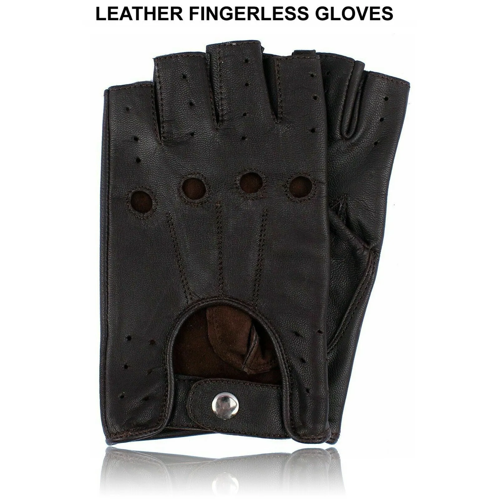 Men Leather Fingerless Driving Glove