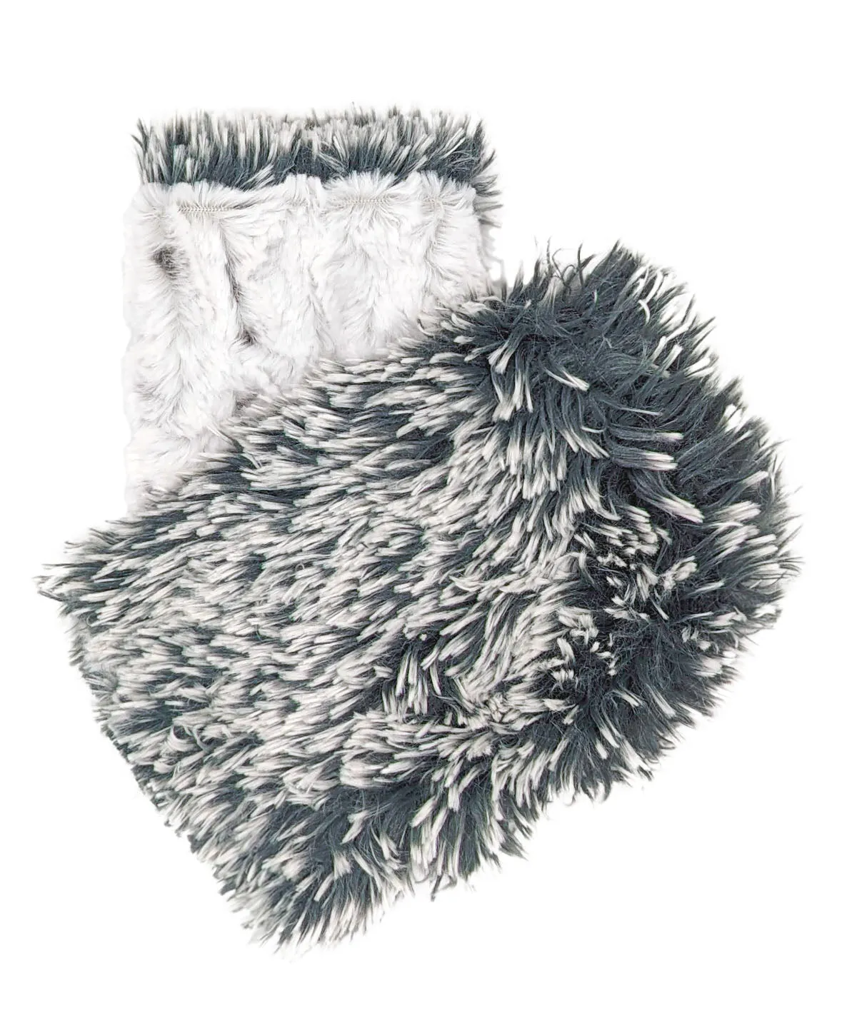 Men's Fingerless / Texting Gloves, Reversible - Luxury Faux Fur in Winters Frost