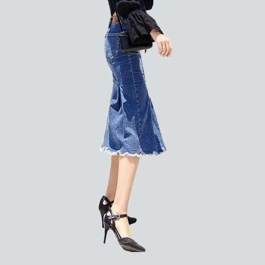 Midi mermaid women's denim skirt