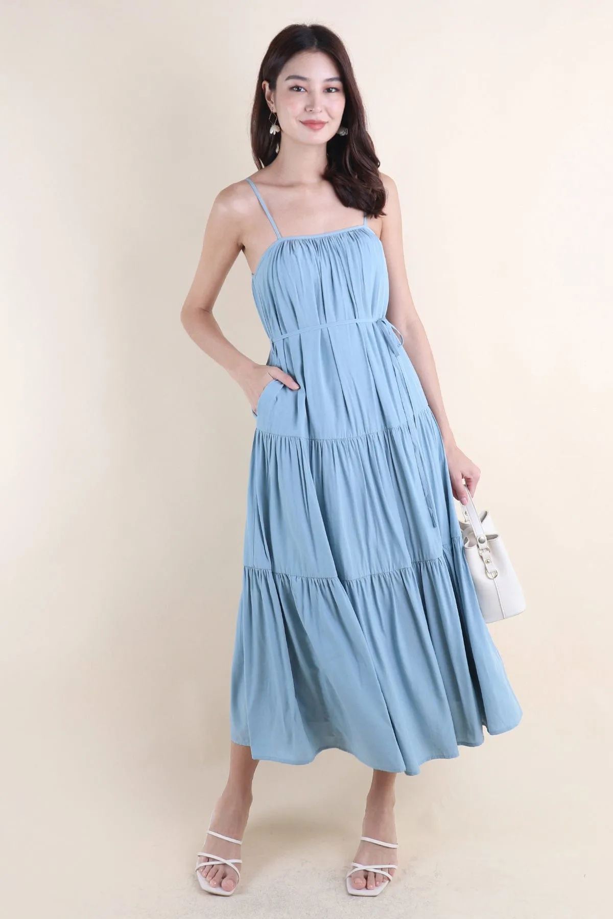 MILAN TIER MAXI DRESS IN BLUE