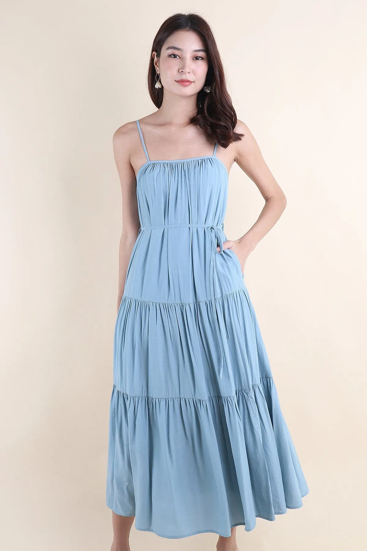 MILAN TIER MAXI DRESS IN BLUE