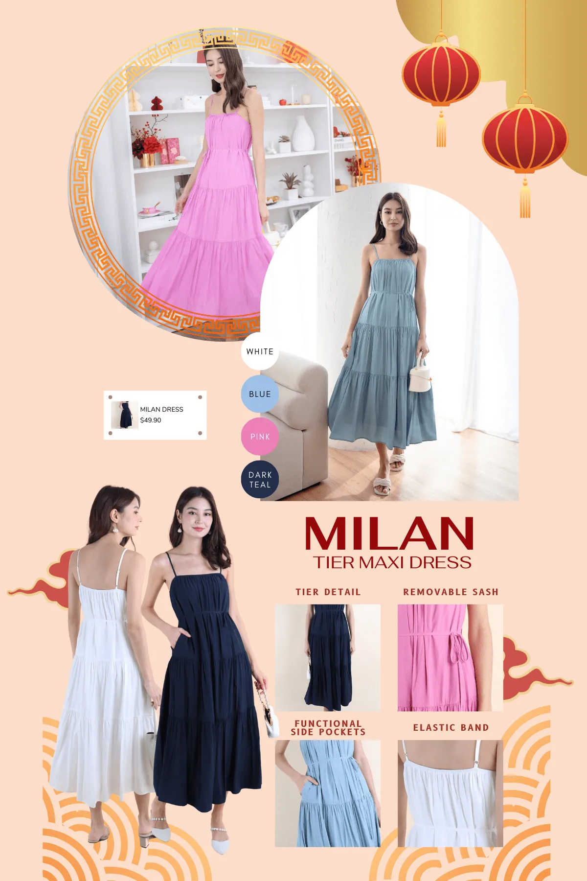 MILAN TIER MAXI DRESS IN BLUE