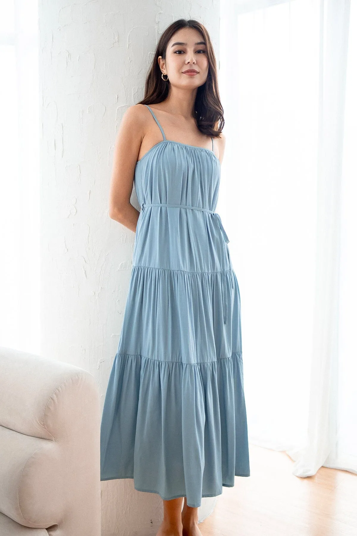 MILAN TIER MAXI DRESS IN BLUE