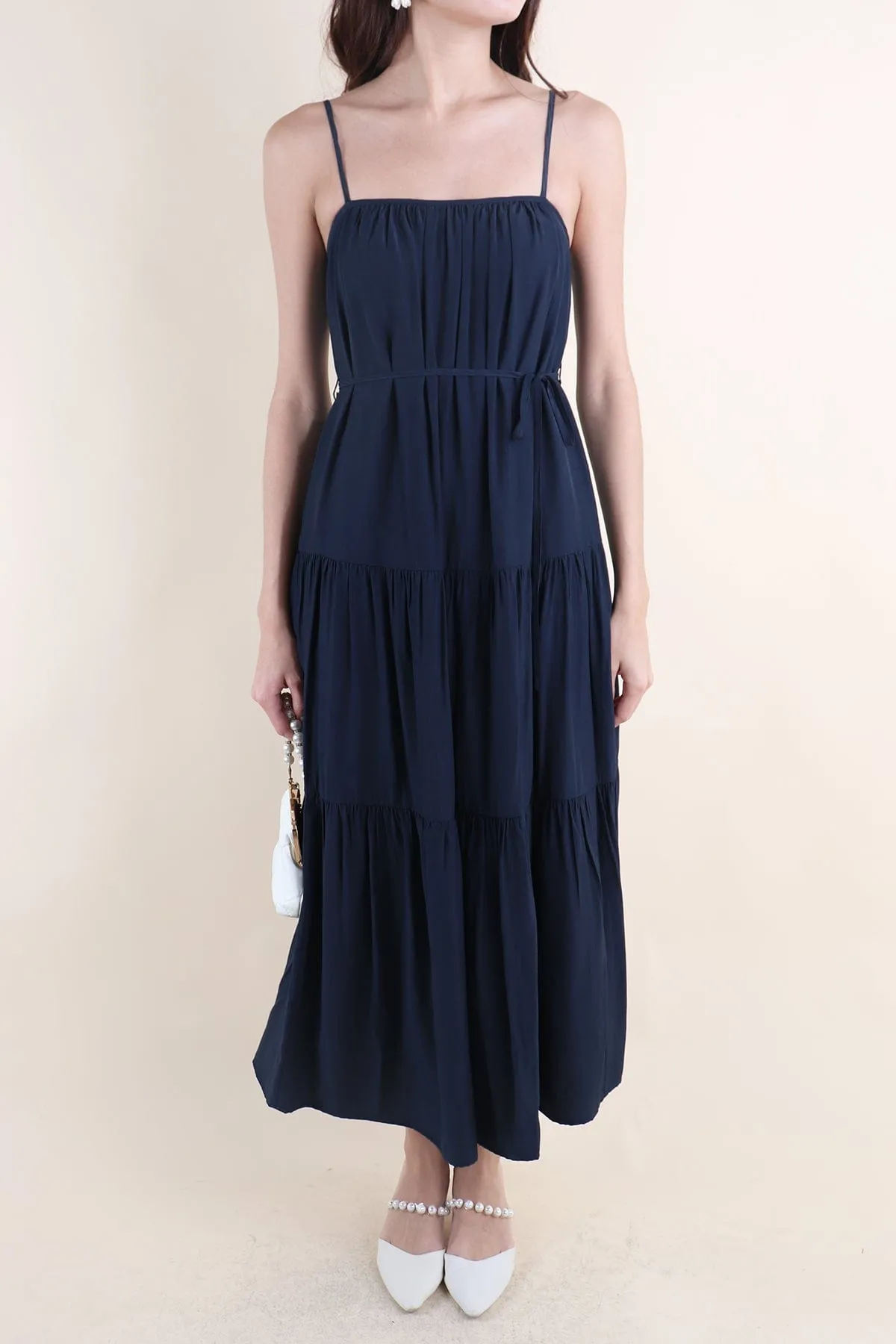 MILAN TIER MAXI DRESS IN DARK TEAL