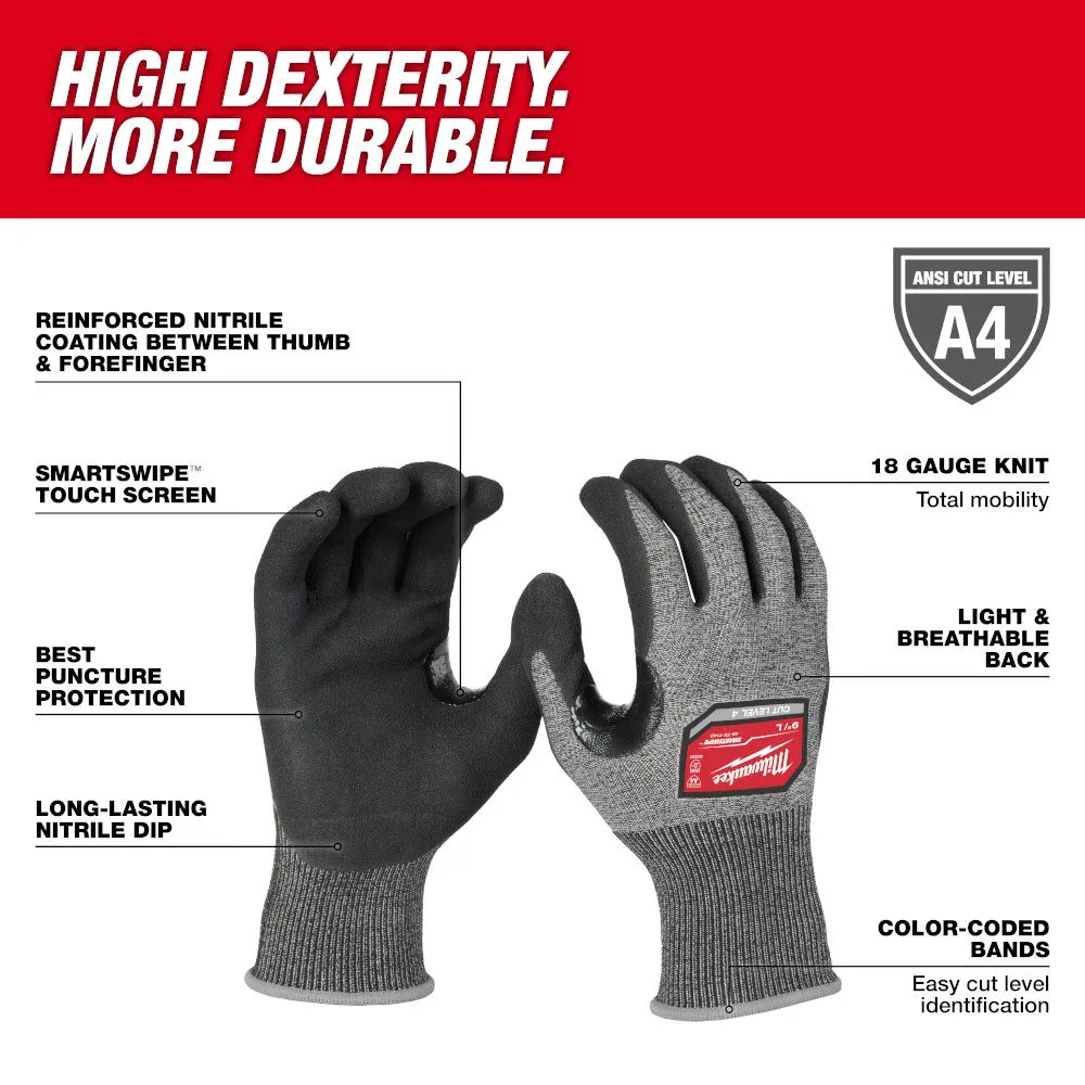 Milwaukee 48-73-7140 Cut Level 4 High-Dexterity Nitrile Dipped Gloves - S