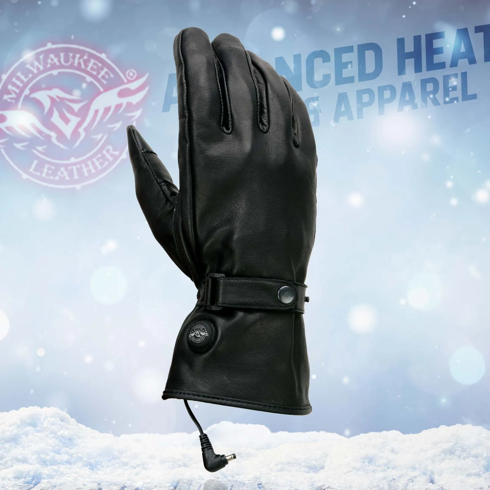 Milwaukee Leather MG7519SET Men’s Black Leather Heated Winter Gloves