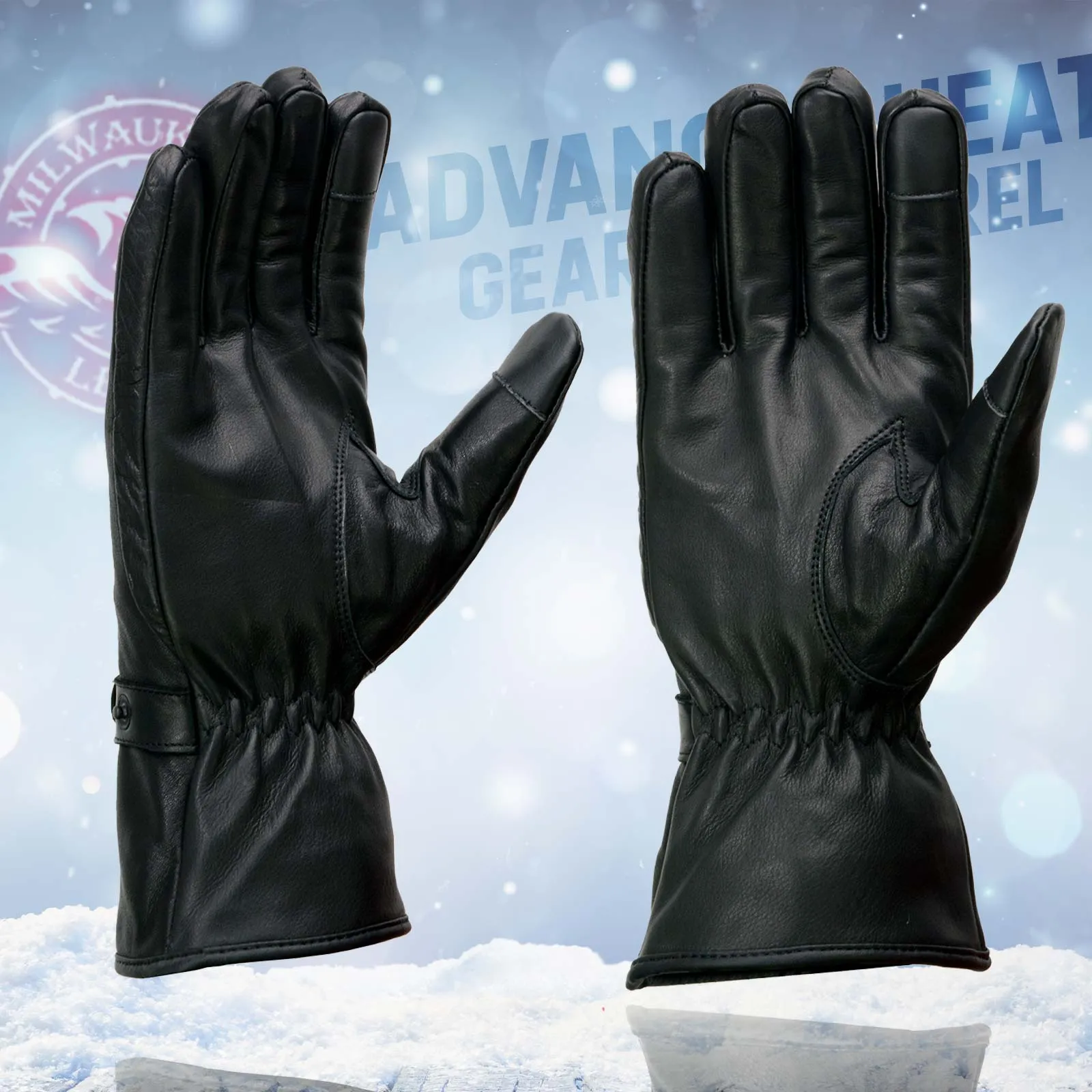 Milwaukee Leather MG7519SET Men’s Black Leather Heated Winter Gloves