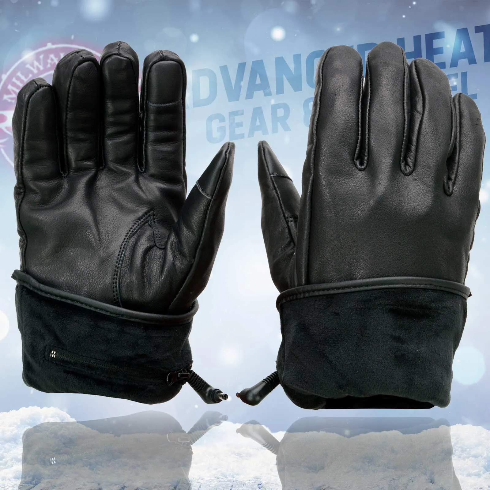 Milwaukee Leather MG7519SET Men’s Black Leather Heated Winter Gloves