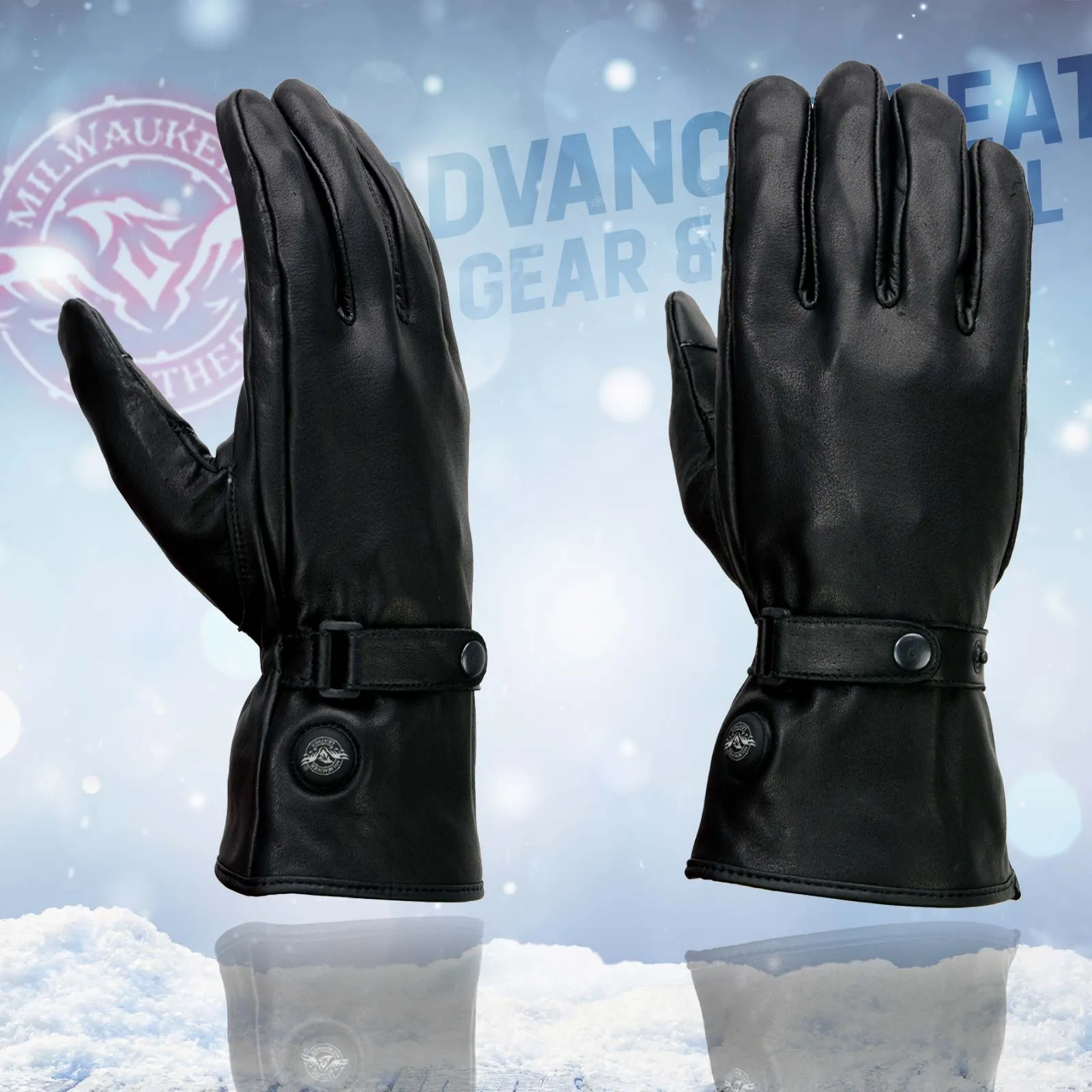 Milwaukee Leather MG7519SET Men’s Black Leather Heated Winter Gloves