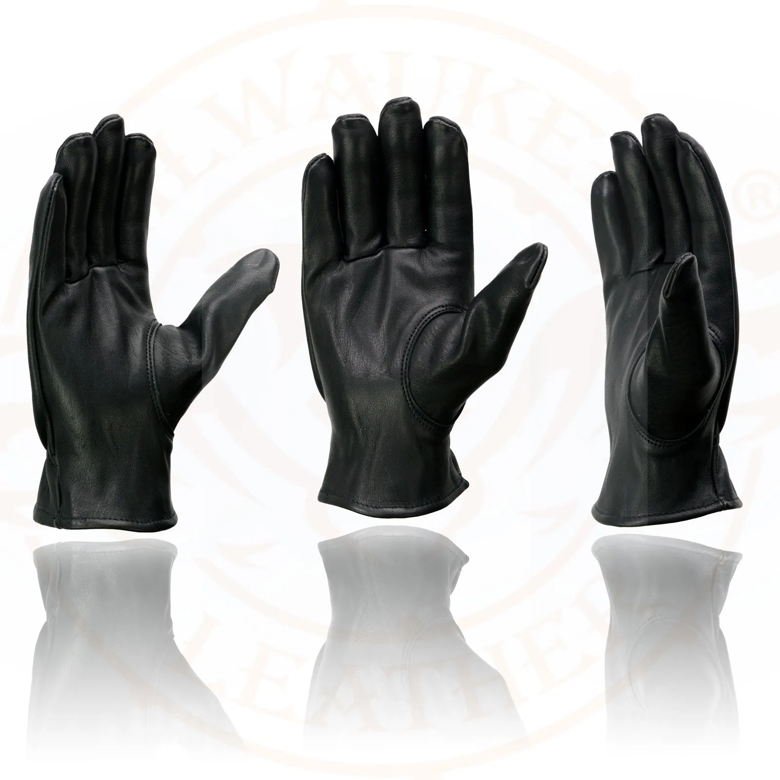 Milwaukee Leather MG7595 Men's Black Deerskin Unlined Motorcycle Hand Gloves W/ Sinch Wrist Closure